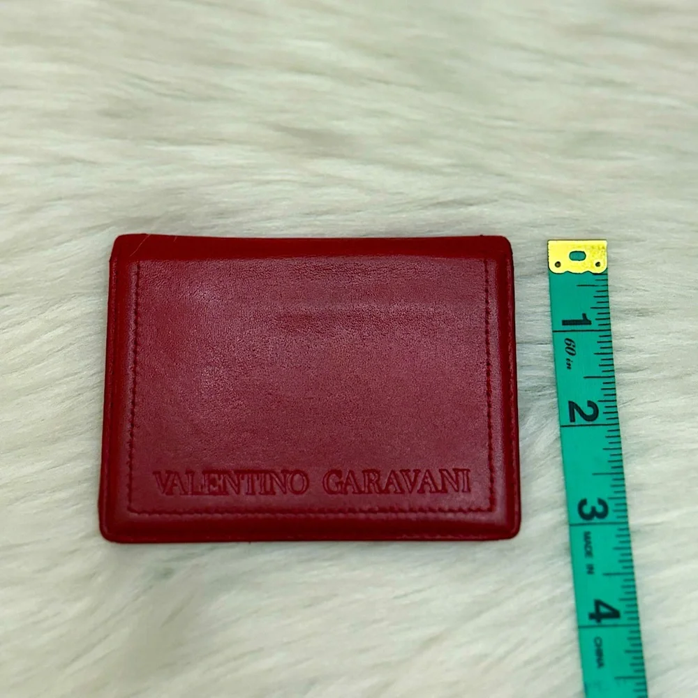 VALENTINO GARAVANI - RED LEATHER BIFOLD CARDHOLDER WALLET CASE